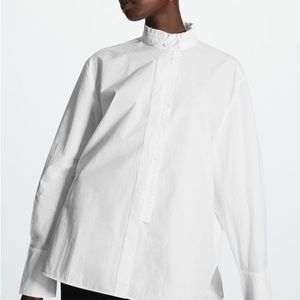 COS White Cotton Poplin Button Down Blouse
